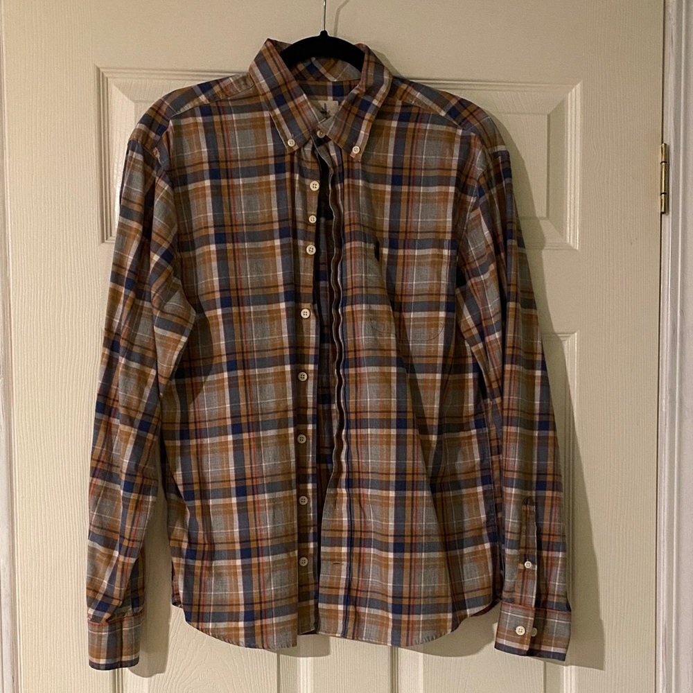 johnnie-O Blue and Brown Plaid Button-Down Shirt